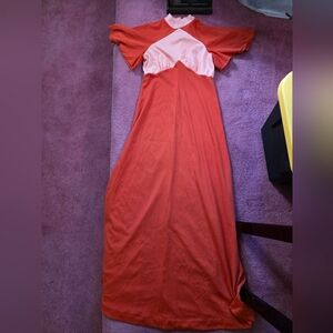 Vintage Orange Retro Handmade Dress - M